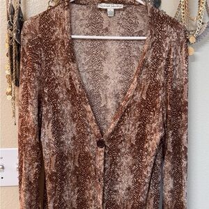 Stylish Brown Snake Print Cardigan
